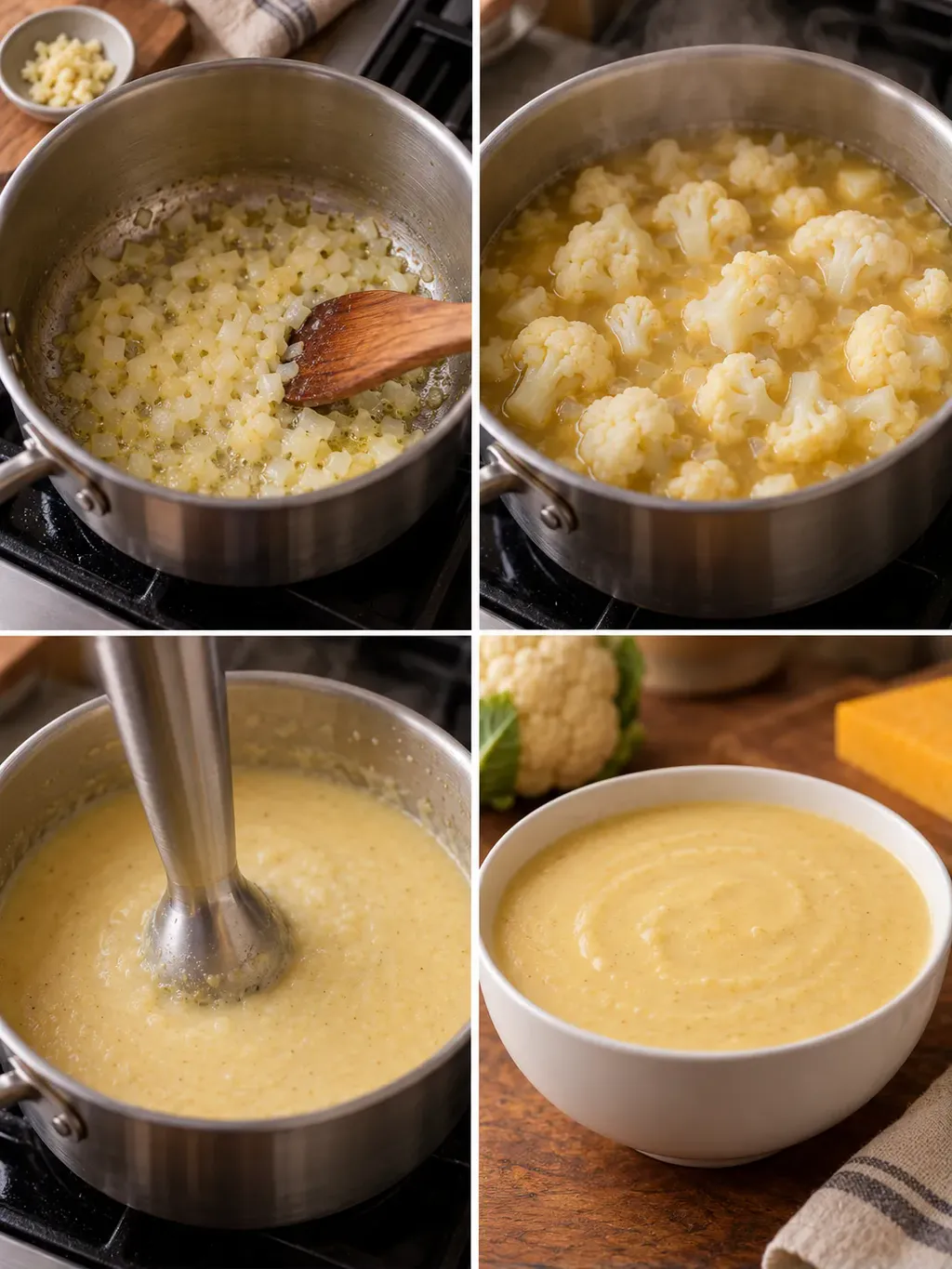 Krämig blomkålssoppa med cheddar