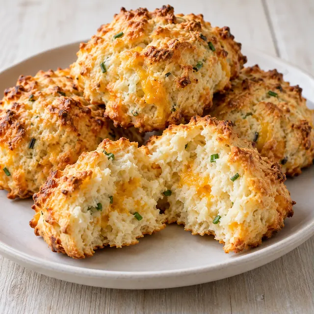 Snabba cheddar- och gräslöksscones