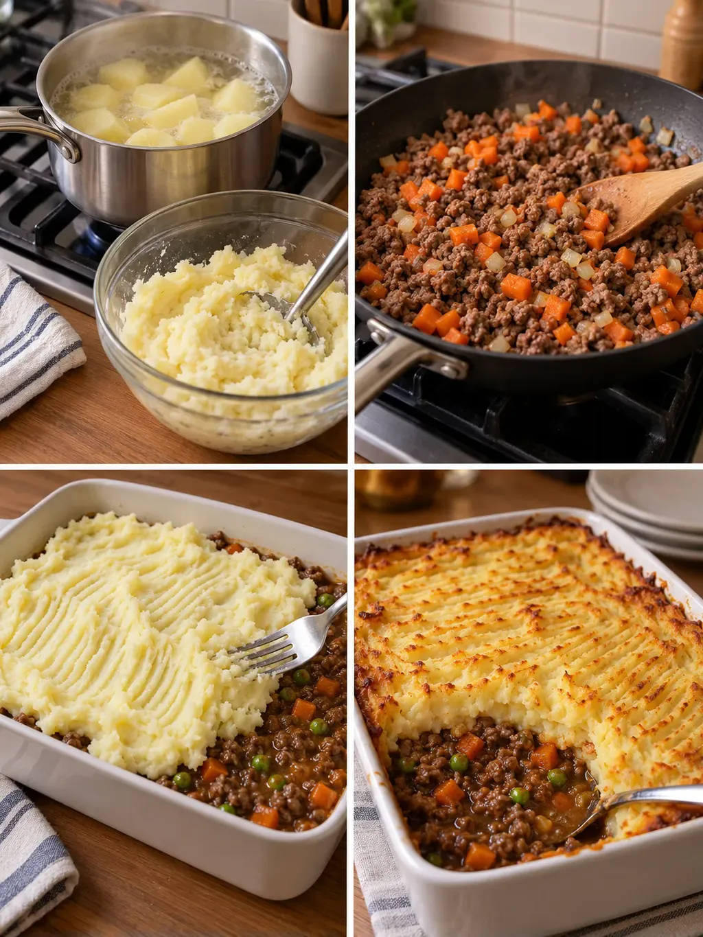 Köttfärsgratäng med morötter och potatismos