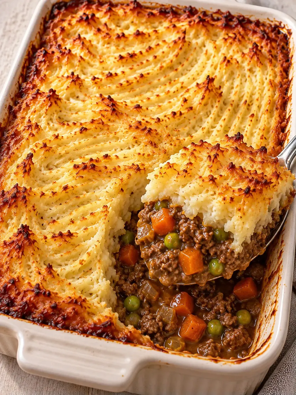 Köttfärsgratäng med morötter och potatismos