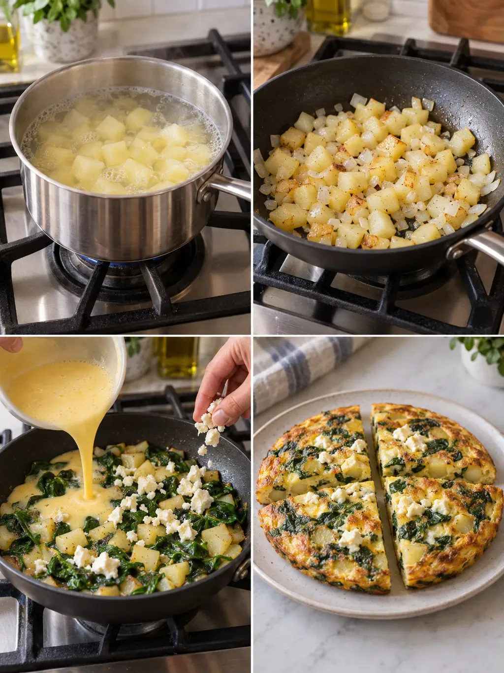 Potatisfrittata med spenat och fetaost