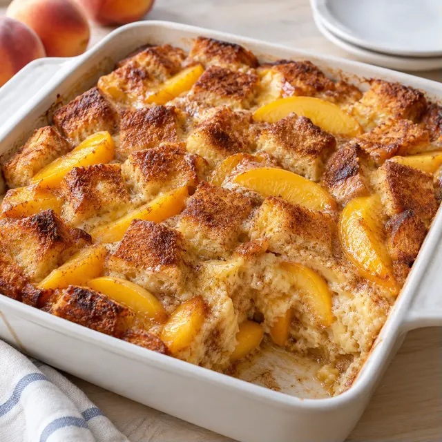 Persikobrödpudding med kanel