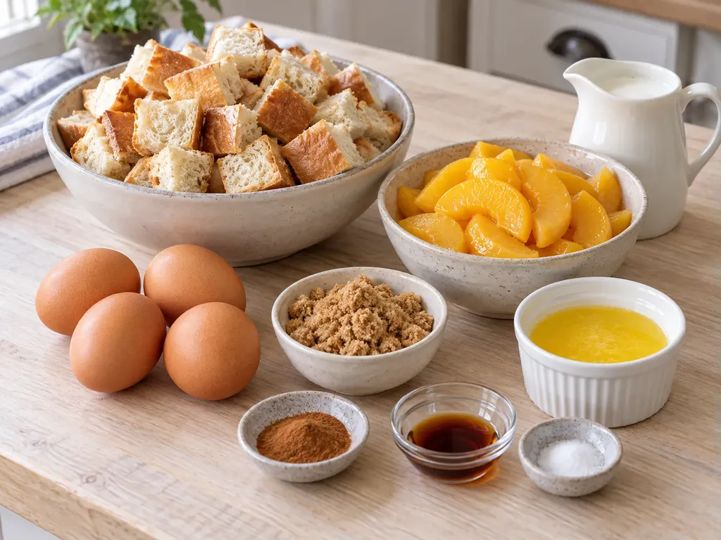 Persikobrödpudding med kanel