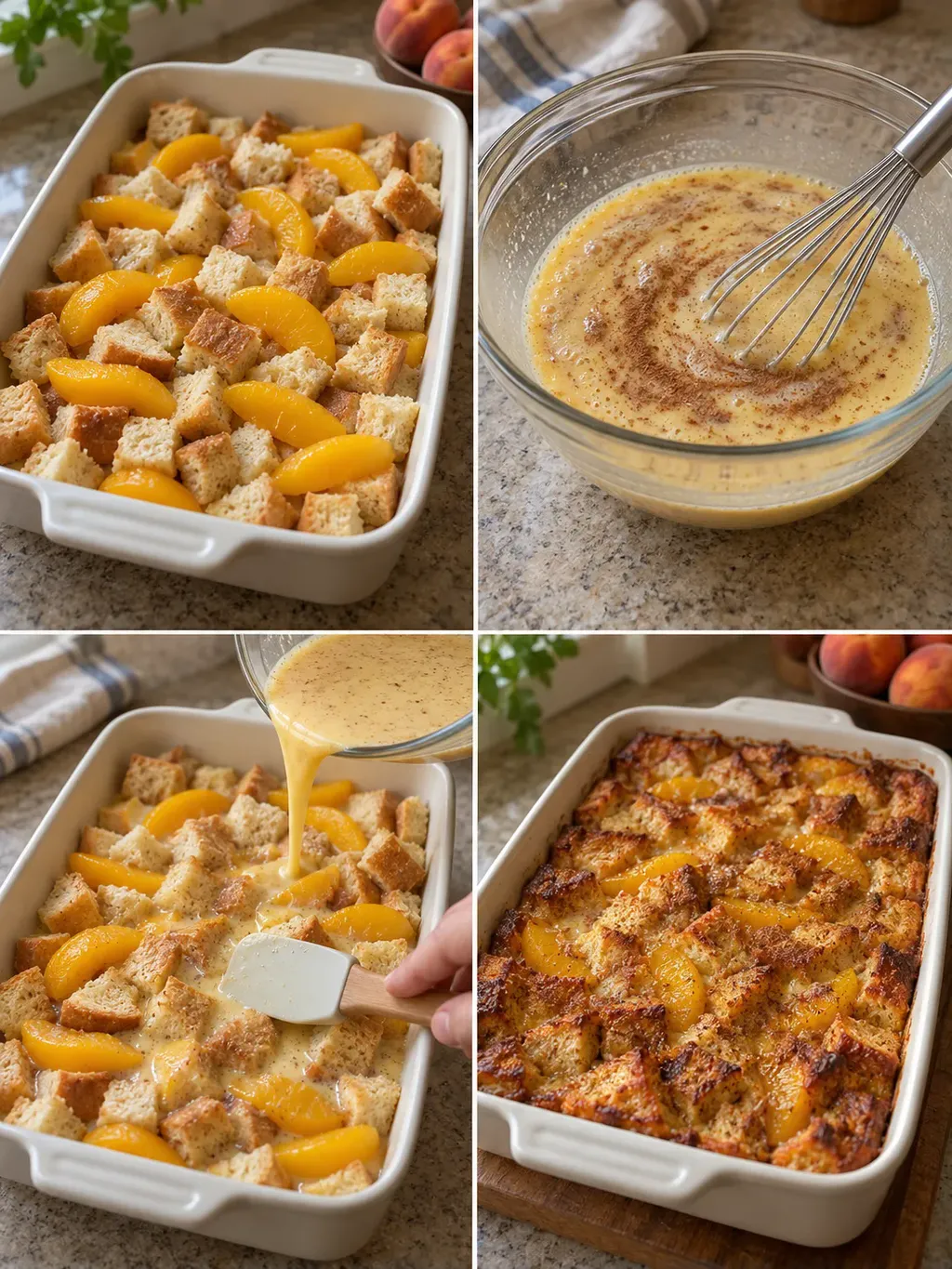 Persikobrödpudding med kanel