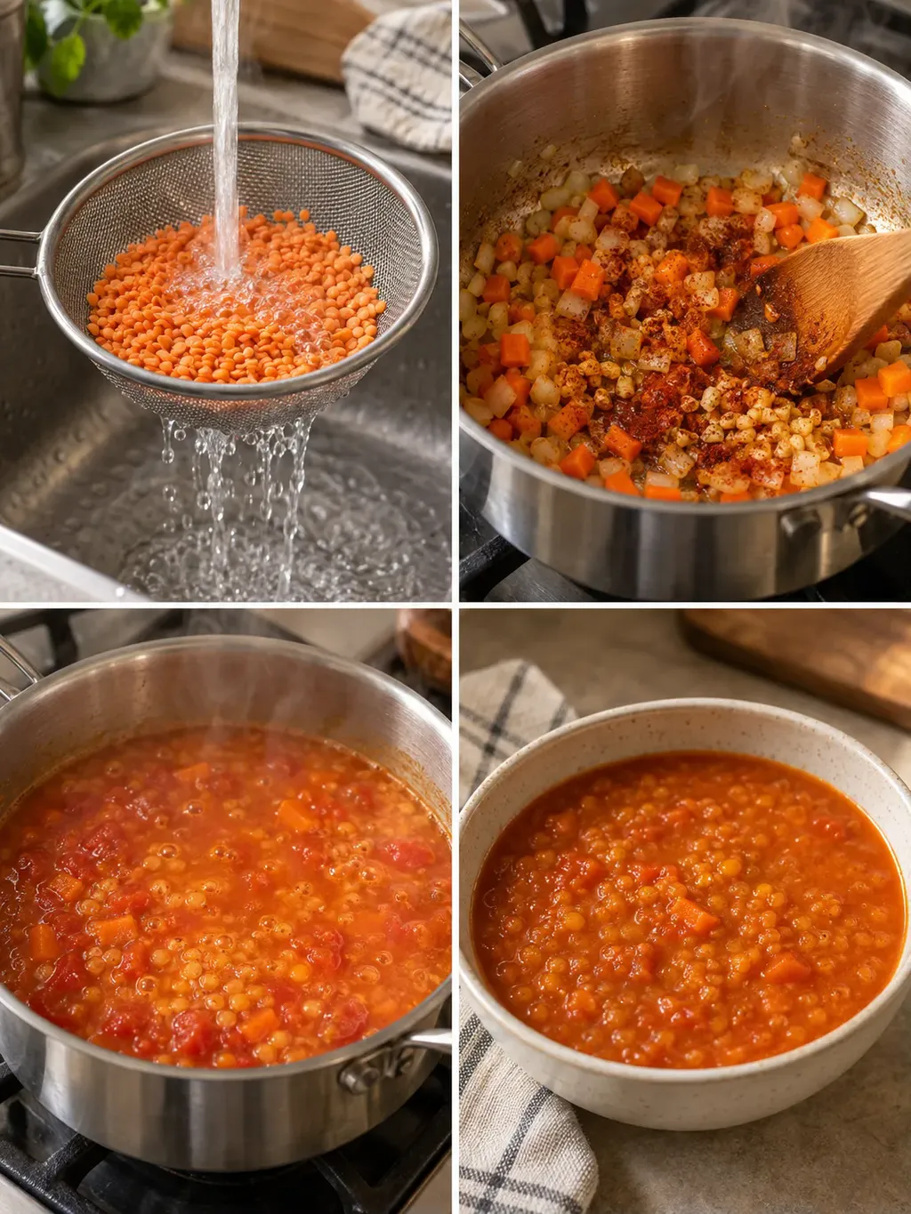 Tomatsoppa med röda linser