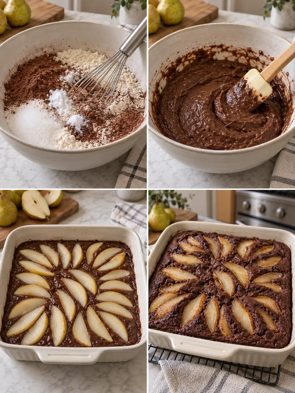 Mjuk choklad- och päronkaka