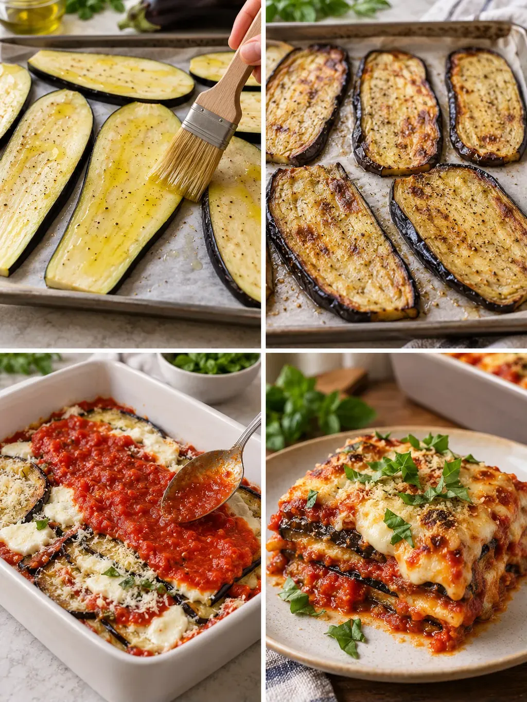 Auberginegratäng med parmesan och mozzarella