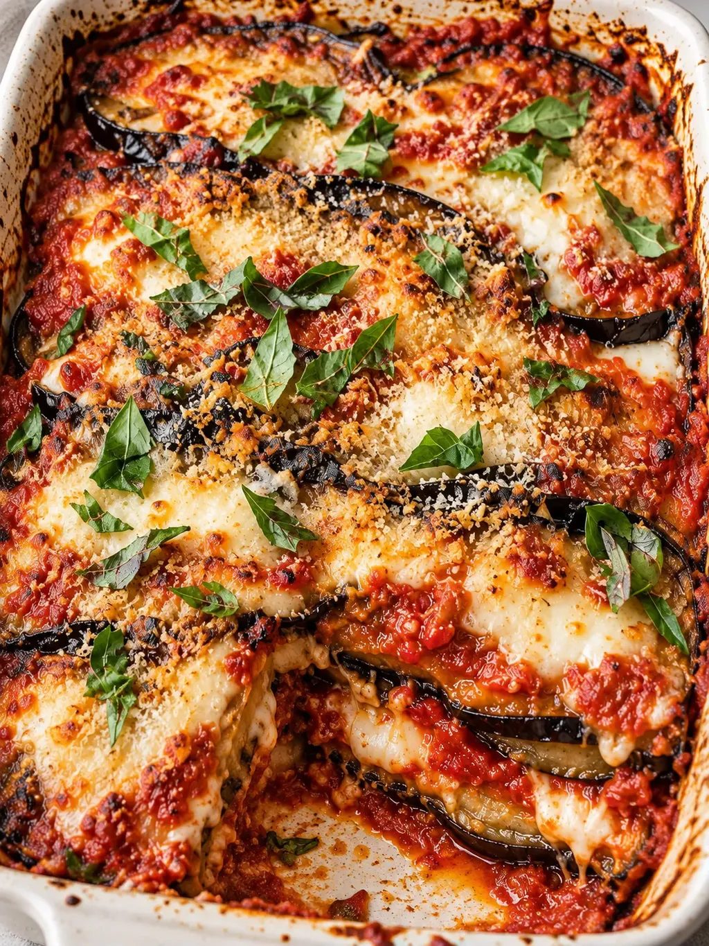 Auberginegratäng med parmesan och mozzarella