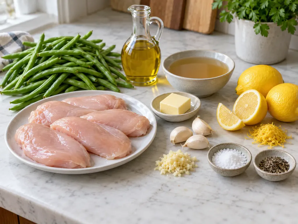 Citronkyckling med vitlök och gröna bönor