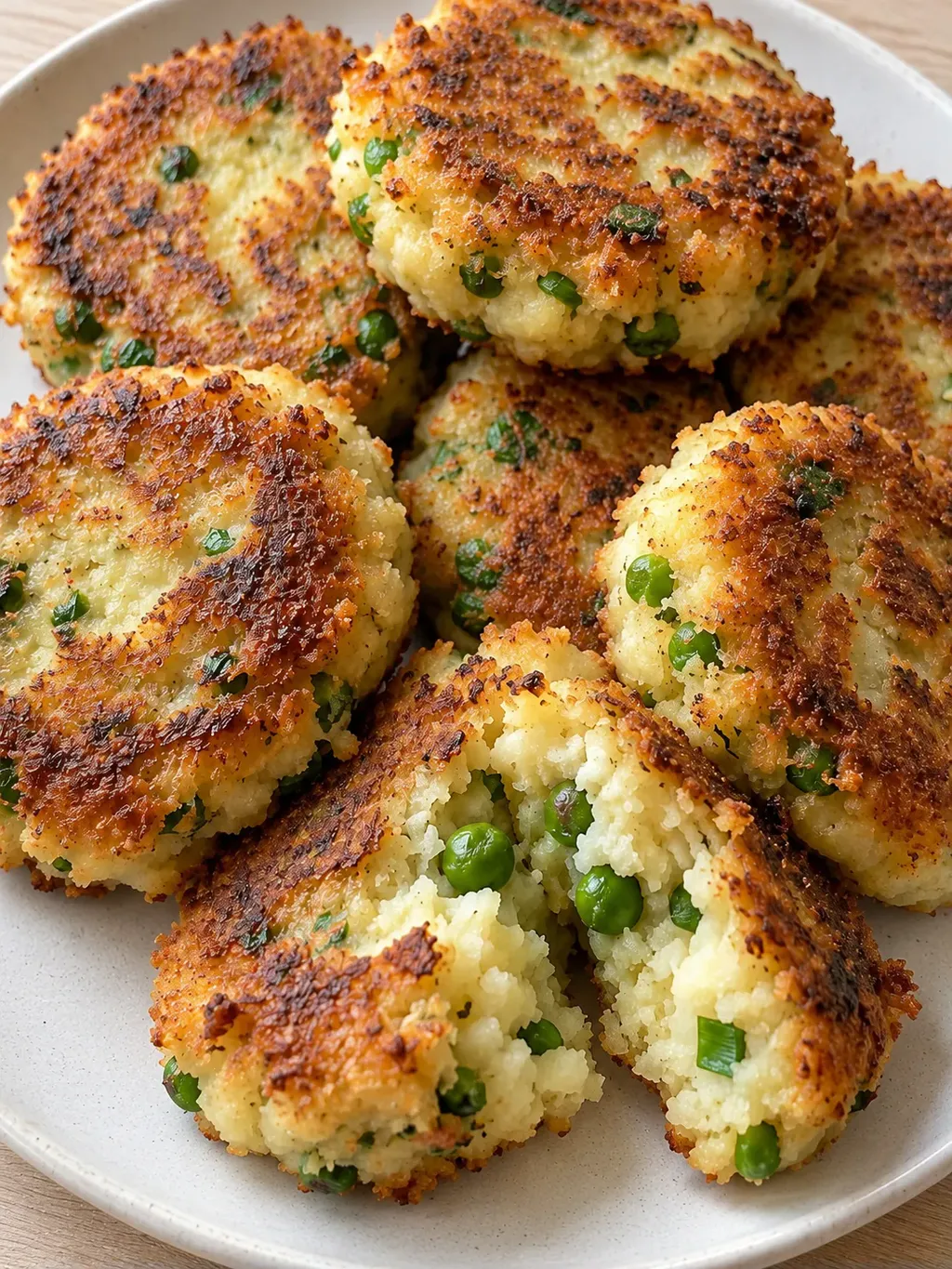 Frasiga potatisbiffar med ärtor
