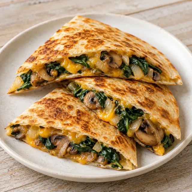 Frasiga quesadillas med svamp och spenat