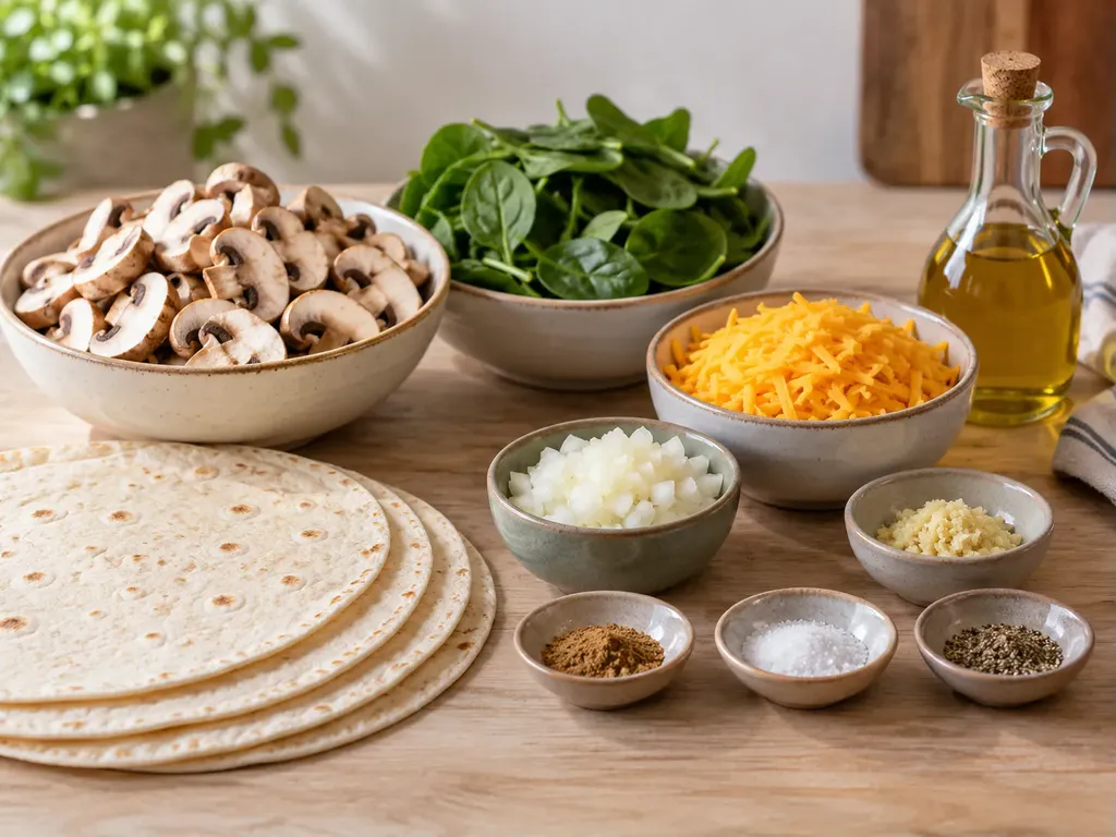 Frasiga quesadillas med svamp och spenat
