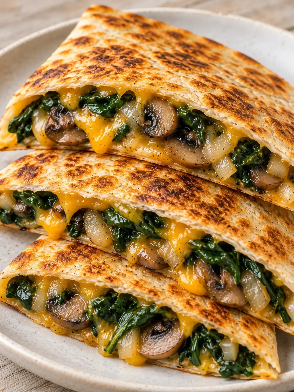 Frasiga quesadillas med svamp och spenat