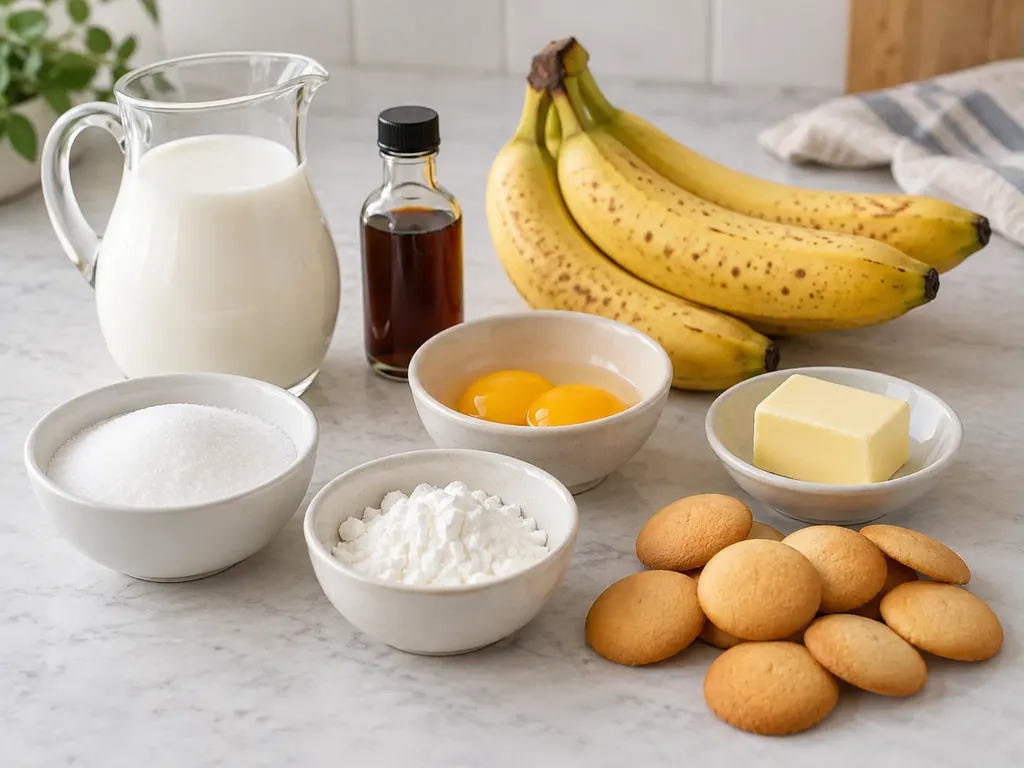 Banandessert med vaniljpudding i glas