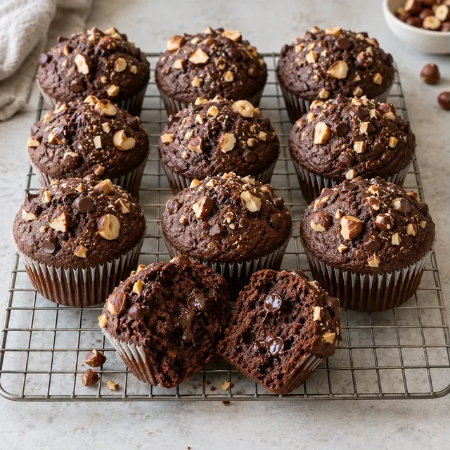 Chokladmuffins med hasselnötter