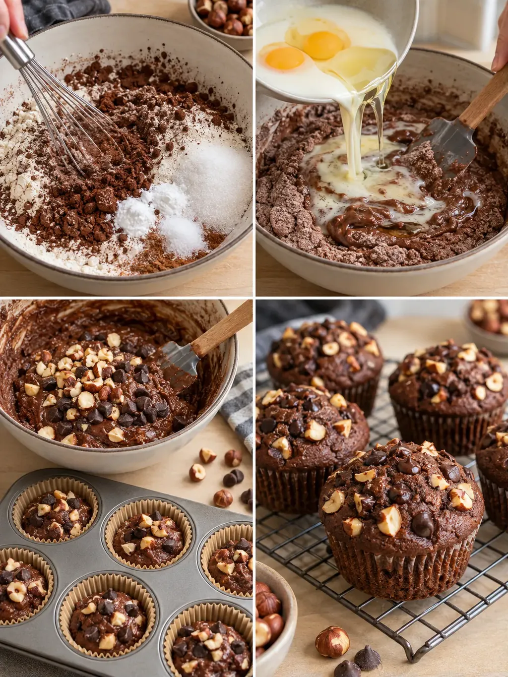 Chokladmuffins med hasselnötter