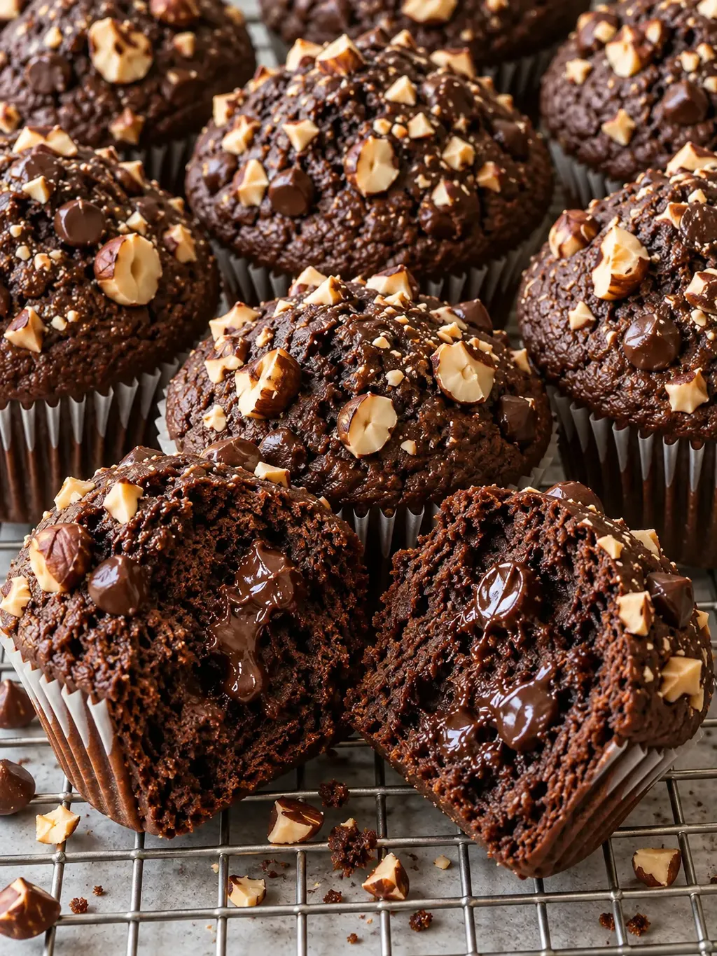 Chokladmuffins med hasselnötter