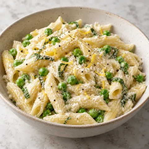Citronpasta med ärtor och ricotta