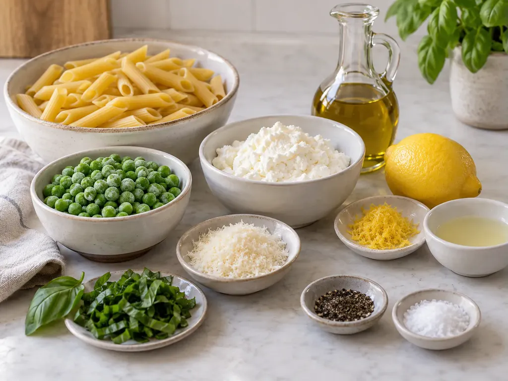 Citronpasta med ärtor och ricotta