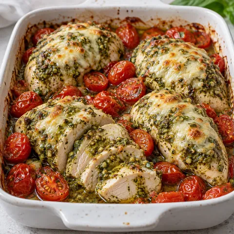 Pestokyckling med tomater och mozzarella