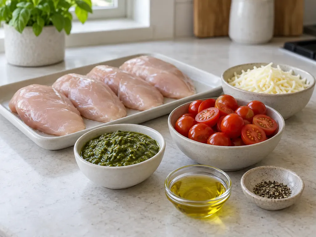 Pestokyckling med tomater och mozzarella