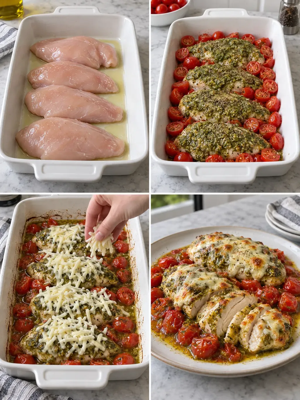 Pestokyckling med tomater och mozzarella