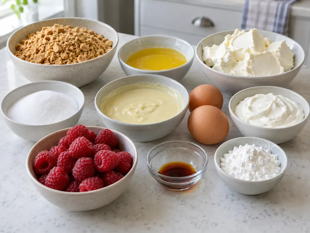 Cheesecakerutor med hallon och vit choklad