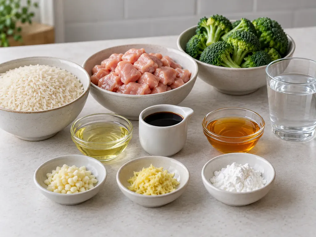 Honungs- och sojakyckling med broccoli och ris