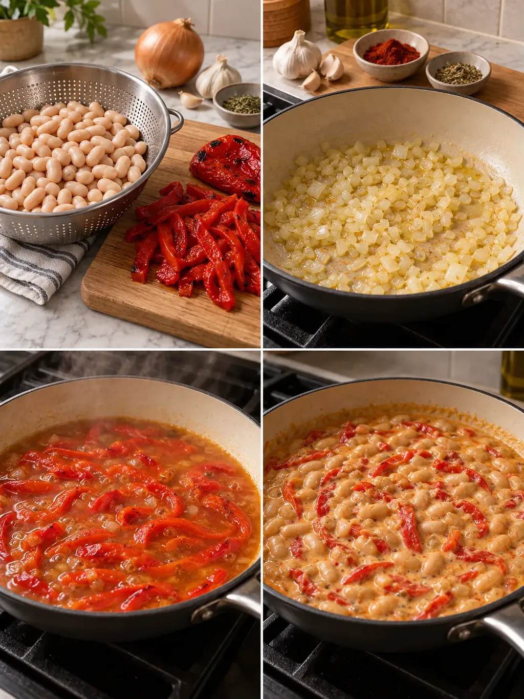 Krämig böngryta med grillad paprika