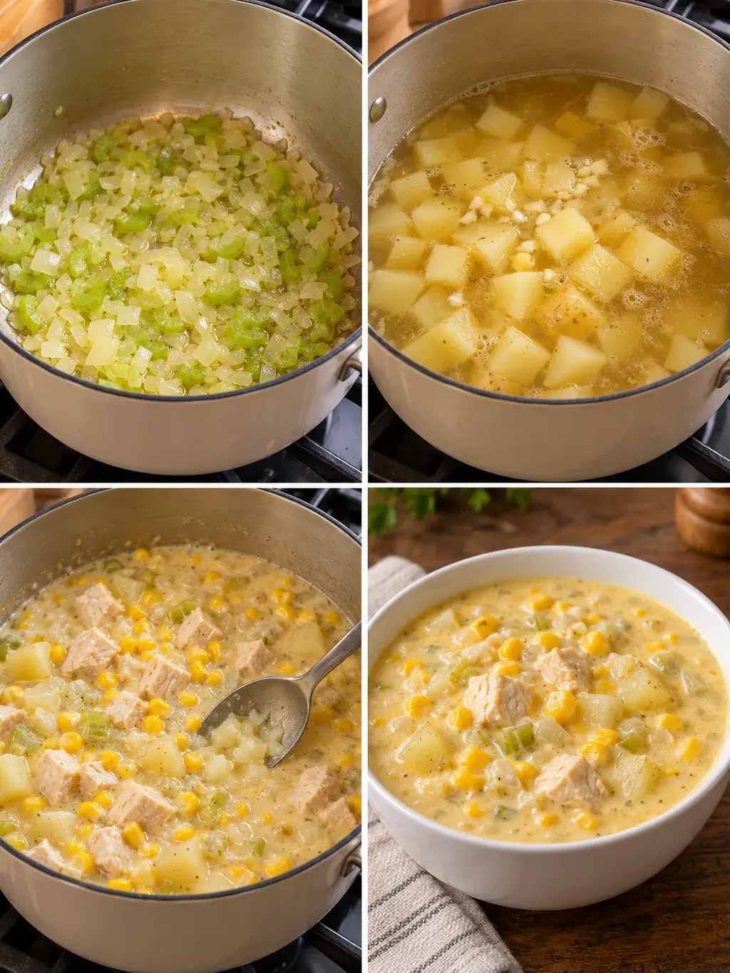 Krämig kyckling- och majssoppa