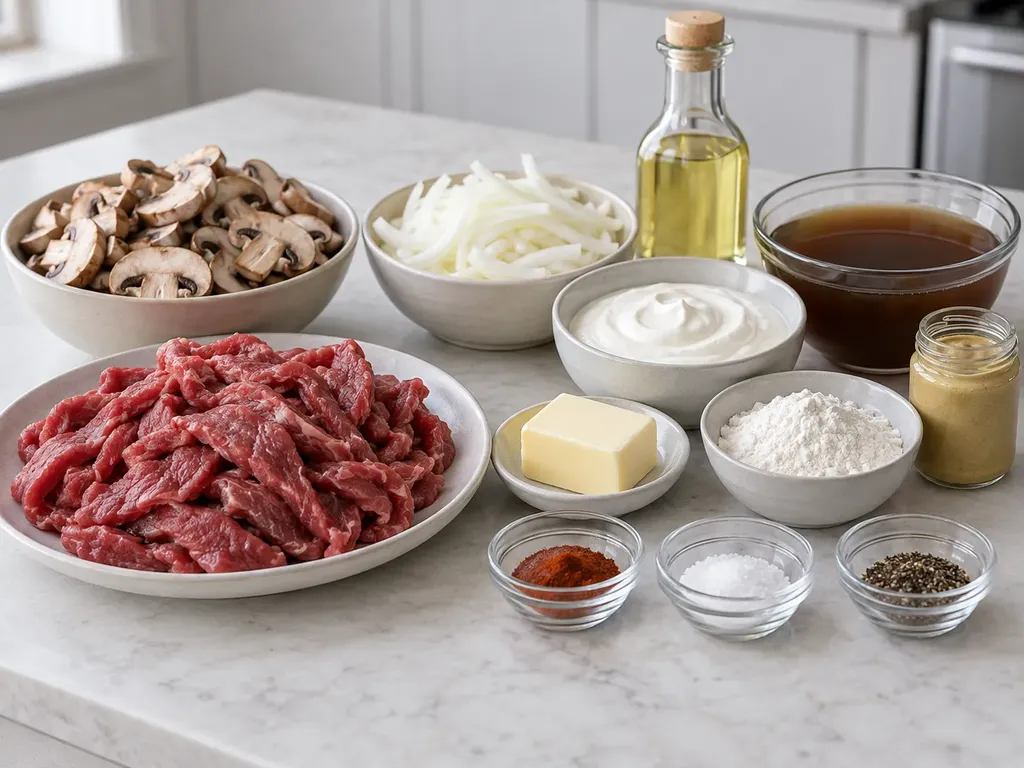 Biff stroganoff med champinjoner
