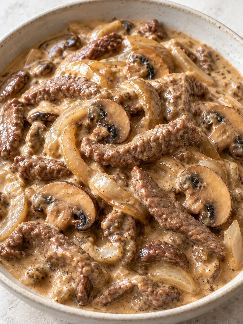 Biff stroganoff med champinjoner