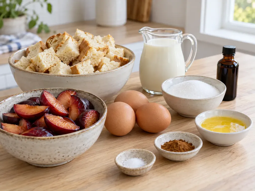 Brödpudding med plommon och vanilj