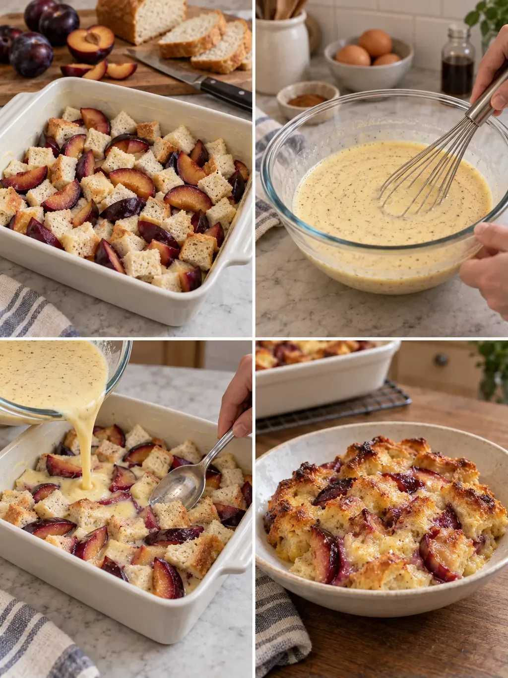 Brödpudding med plommon och vanilj
