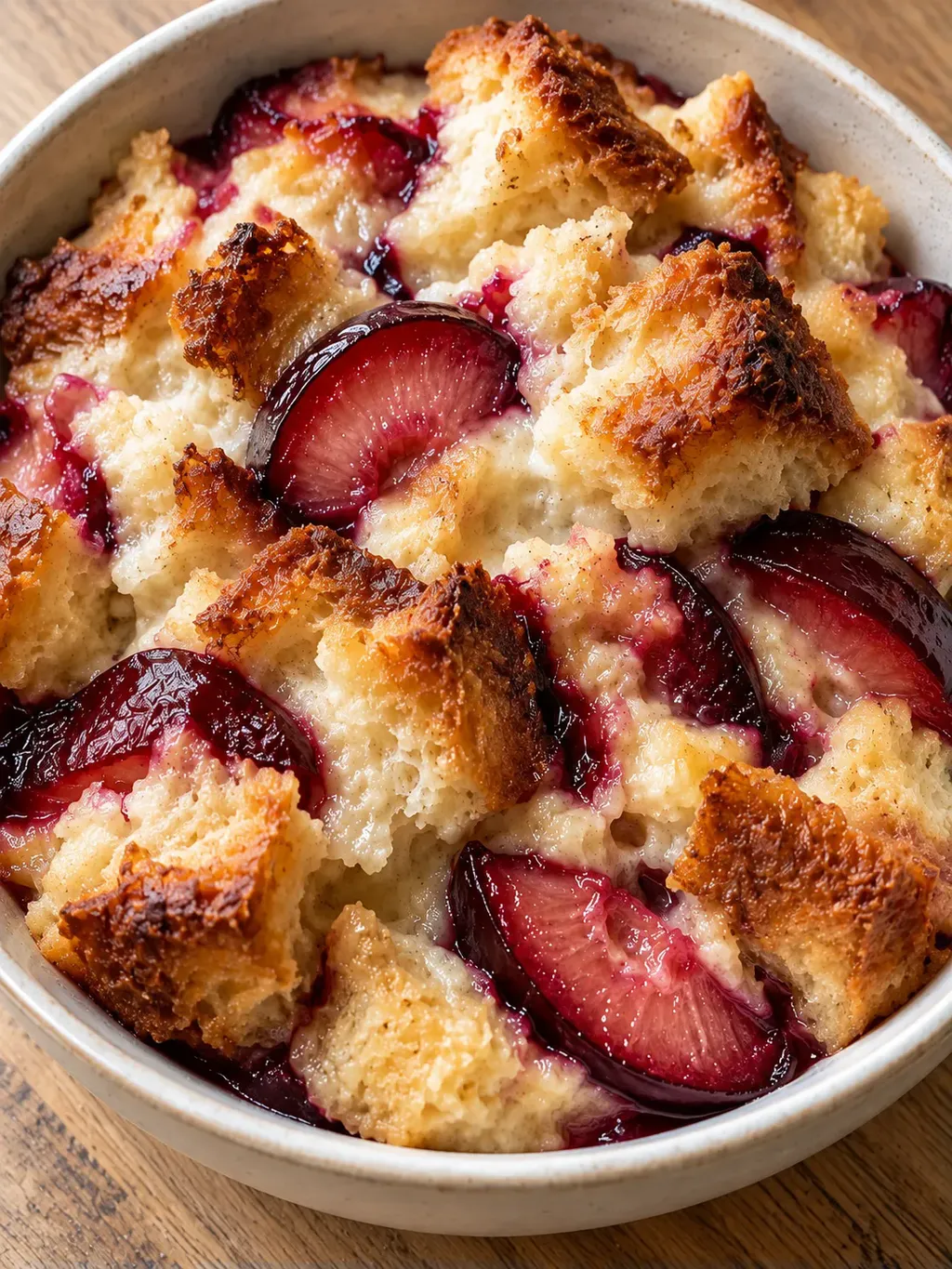 Brödpudding med plommon och vanilj