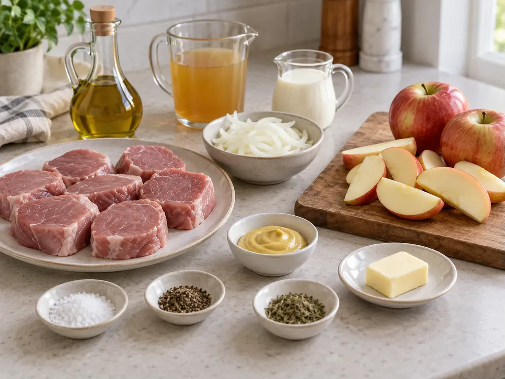 Fläskfilé med äpple i krämig senapssås