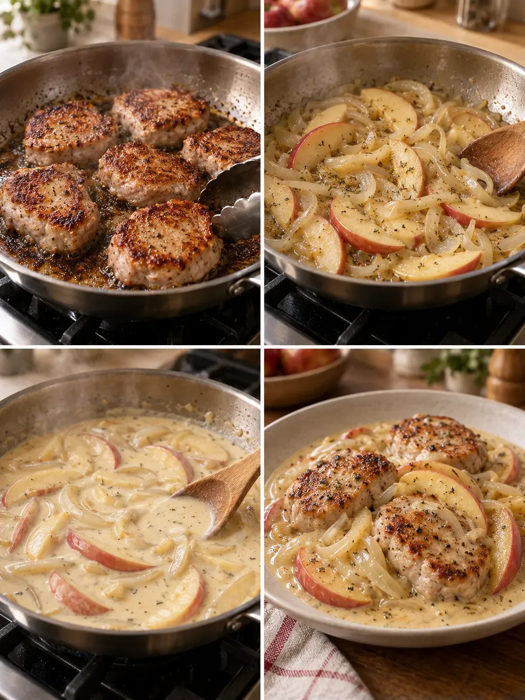 Fläskfilé med äpple i krämig senapssås