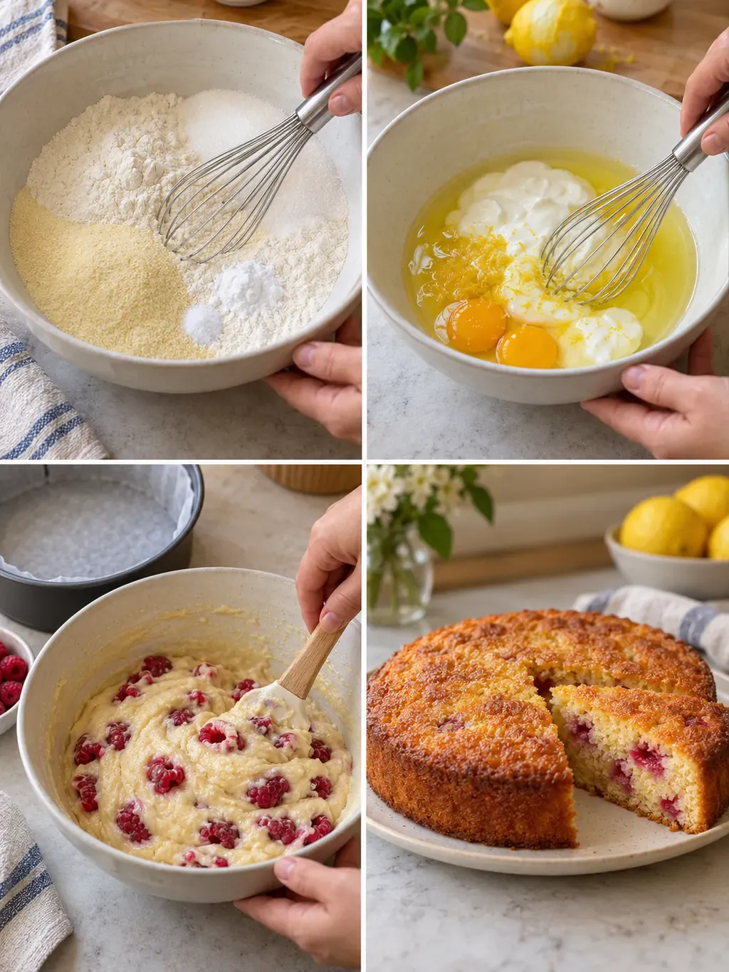 Mannagrynskaka med hallon och citron
