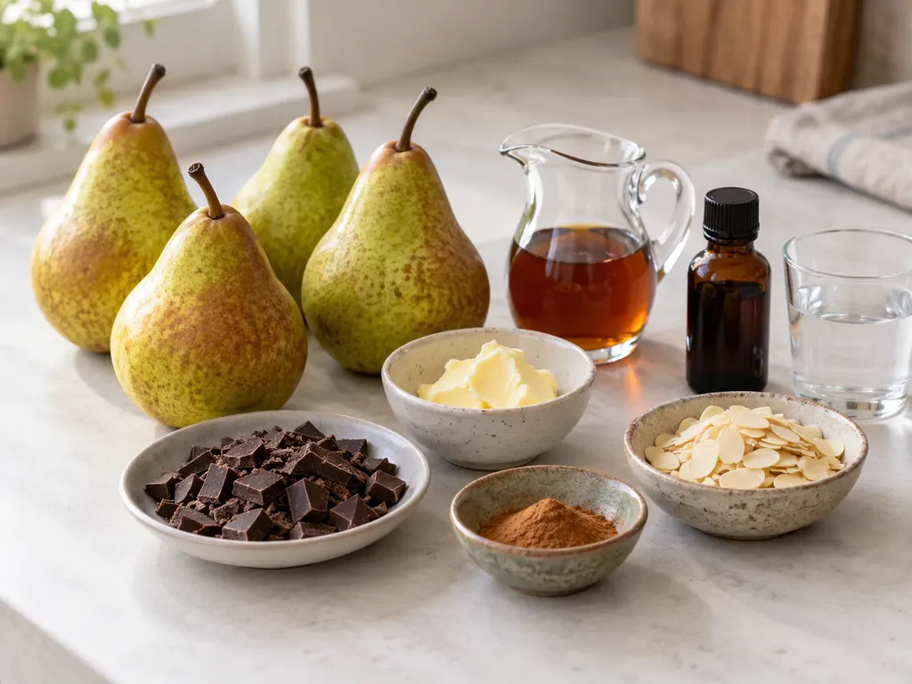 Ugnsbakade päron med choklad och mandel