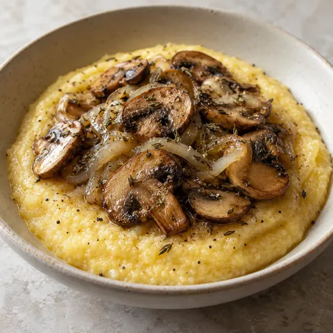 Krämig polenta med stekt svamp