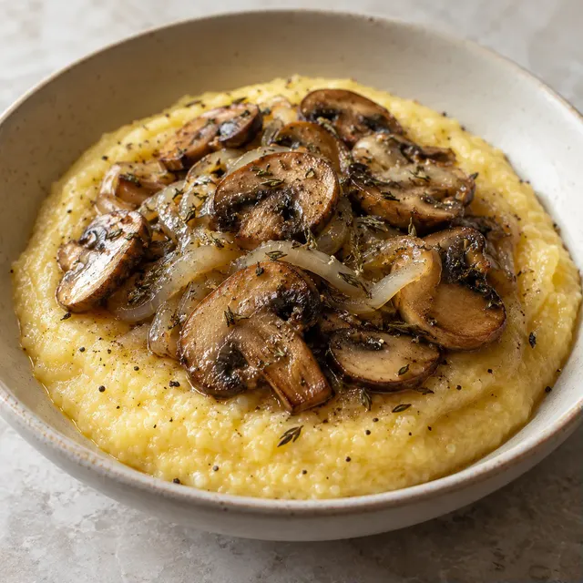 Krämig polenta med stekt svamp