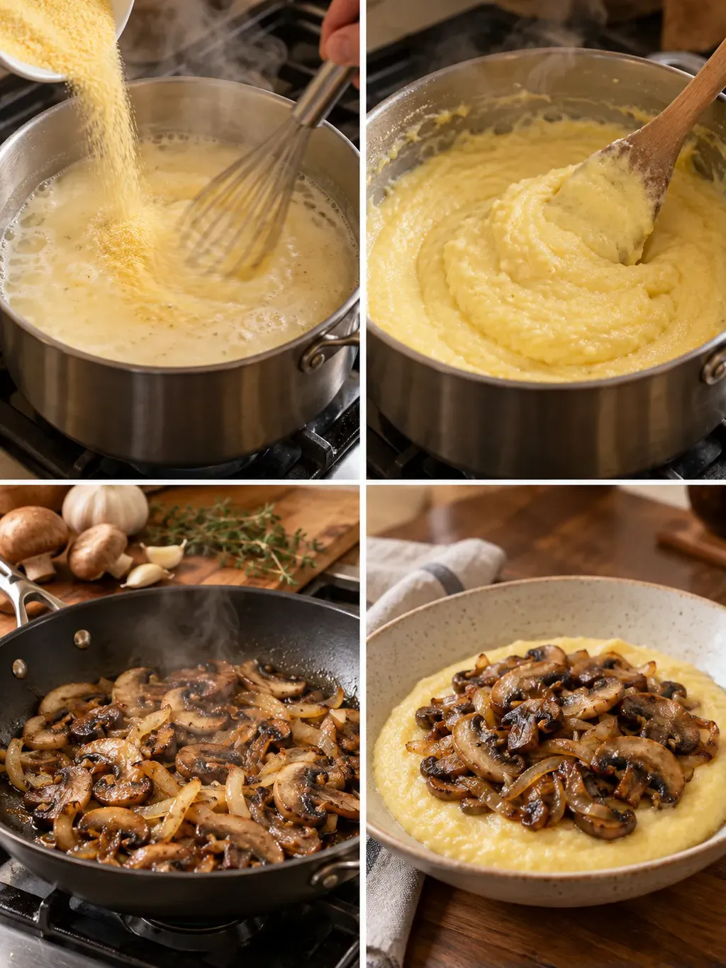 Krämig polenta med stekt svamp