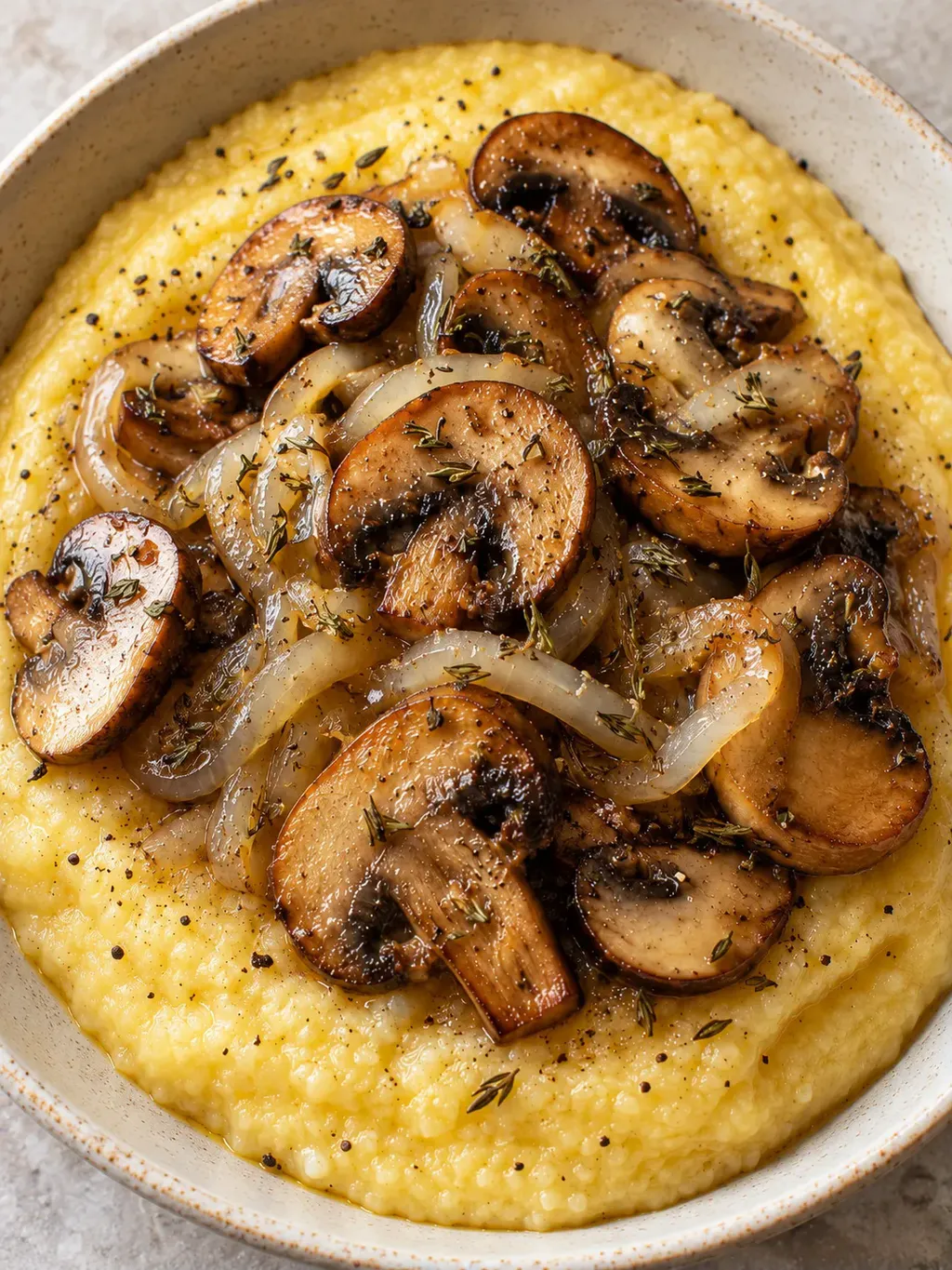 Krämig polenta med stekt svamp