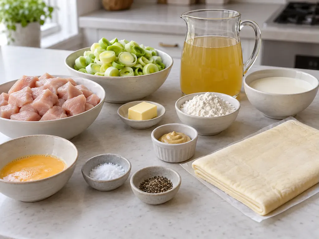 Krämig kyckling- och purjolökspaj