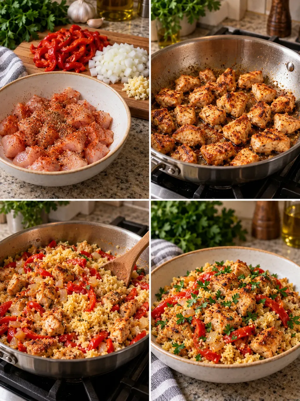 Kycklingcouscous med rostad röd paprika