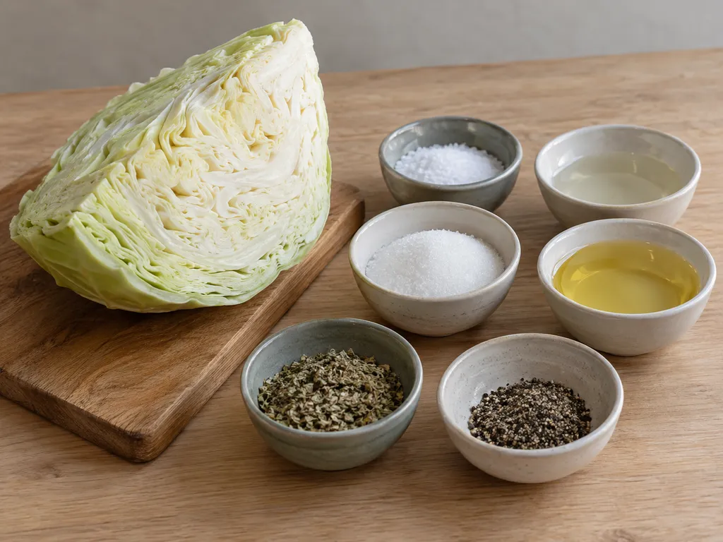 Vitkål, salt, vitvinsvinäger, socker, rapsolja, oregano och svartpeppar till pizzasallad